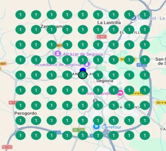 Mapa de posicionamiento local — Psicólogo en Segovia